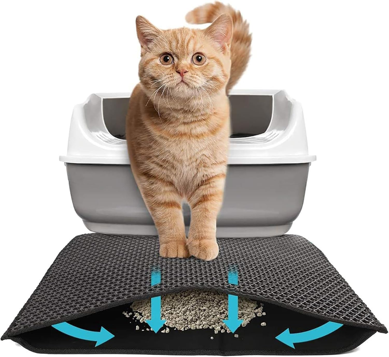 Cat Litter Mat 24X18 Inches, Honeycomb Double Layer Traps Litter & Waterproof Le0