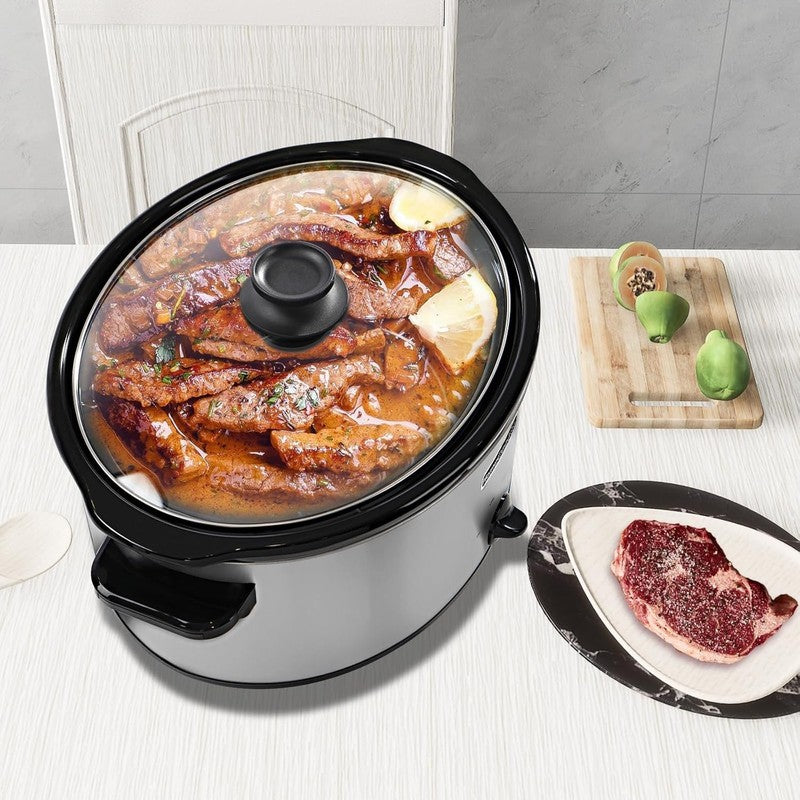 7Qt Oval Slow Cooker Manual 3-Setting Stainless Steel Pot Warmer5