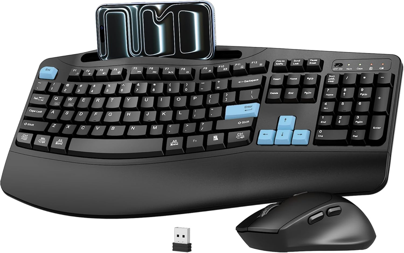 Wireless Keyboard Mouse Set Silent Mouse Windows Mac Laptop Blue Black11