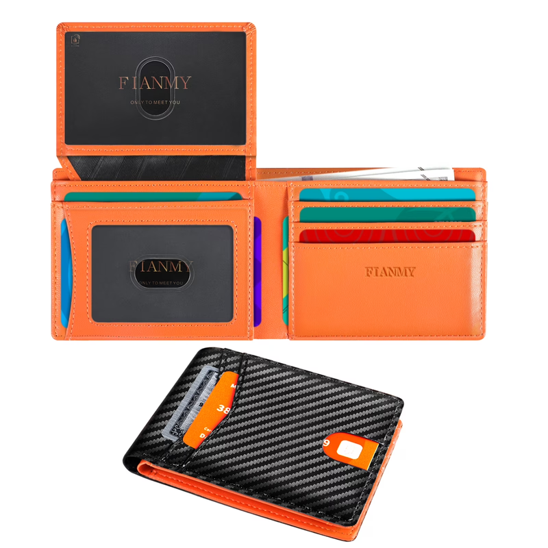 Wallet for Men, Slim Leather Rfid Blocking Mens Wallet with 2 ID Windows, Bifold0