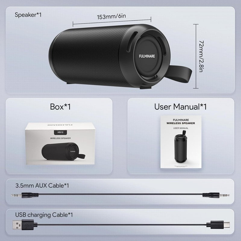 26W Bluetooth Speaker, IPX5 Waterproof, 16H Playtime, LED Lights, Black7