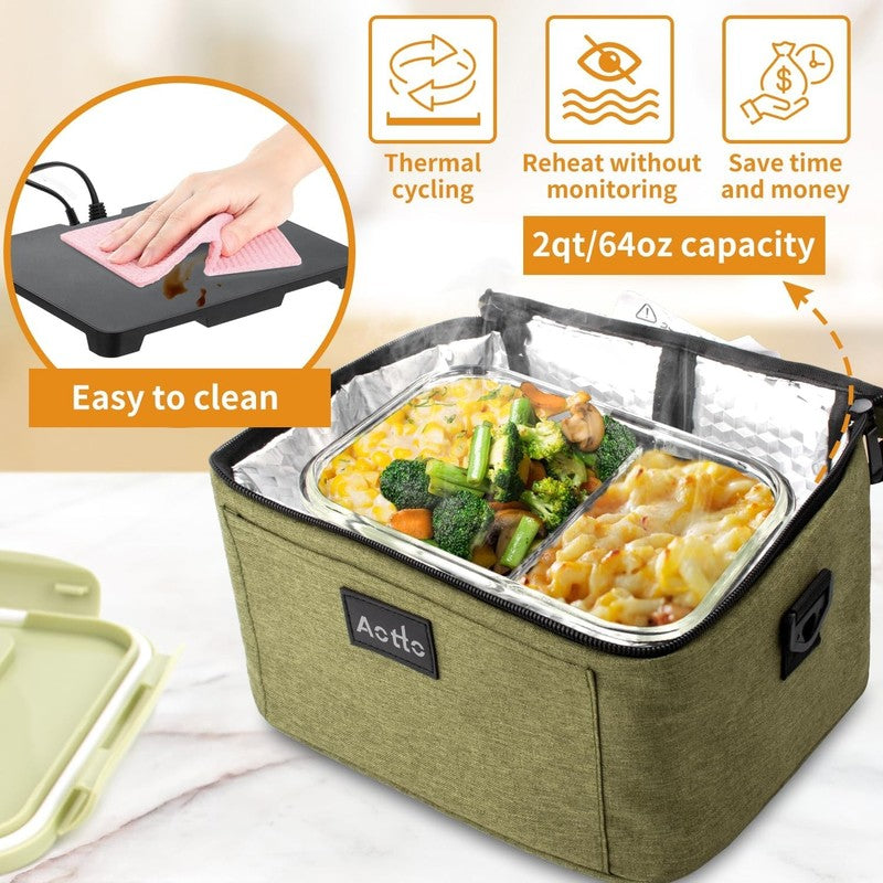 Portable Electric Lunch Box Oven Food Warmer 3 in 1 12V 24V 110V Green2