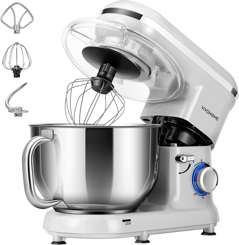 660W Stand Mixer 10 Speed 6Qt Tilt Head Kitchen Mixer with Attachments Silver7