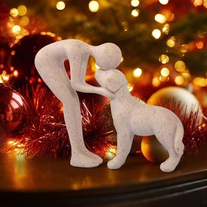 Dog Sculpture Home Decor Cute Man and Dog Statue Decoration for Office、Living Ro2