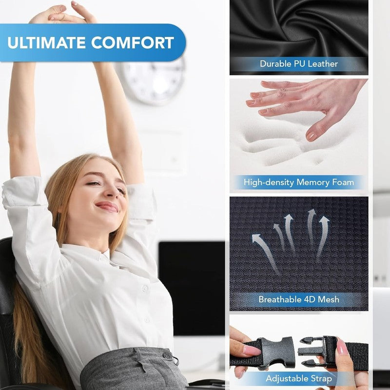 Memory Foam Lumbar Support Pillow for Car & Office Back Pain Relief   Black4