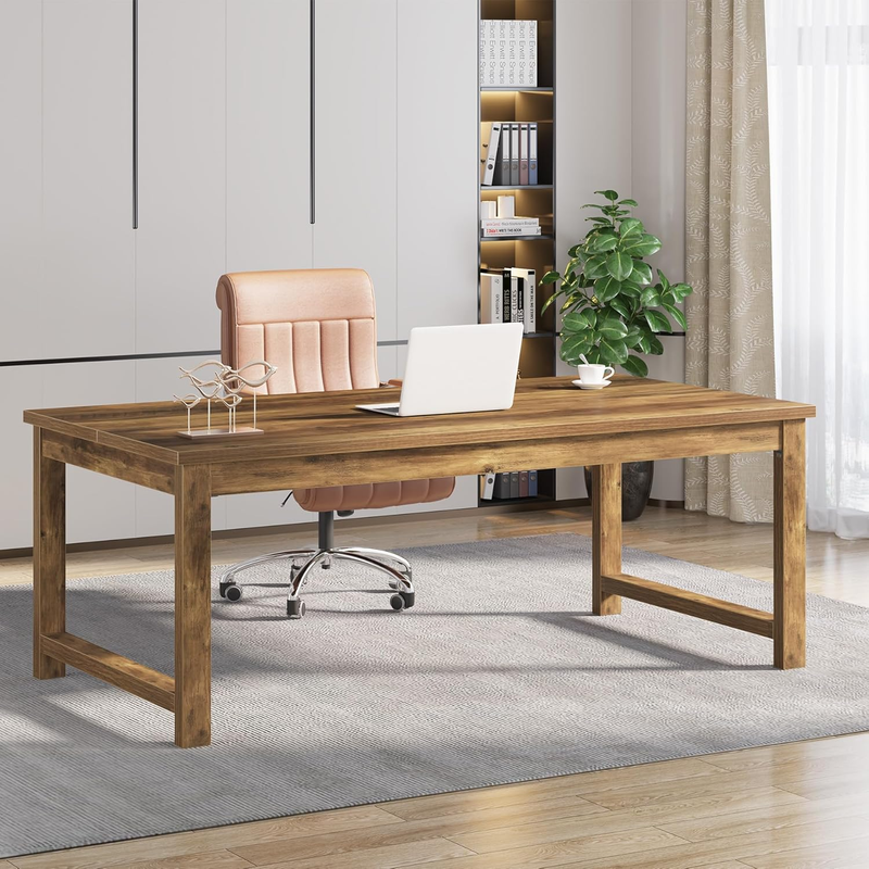 63x31.5'' Modern Computer Desk Large Office Writing Desk Brown Wood9