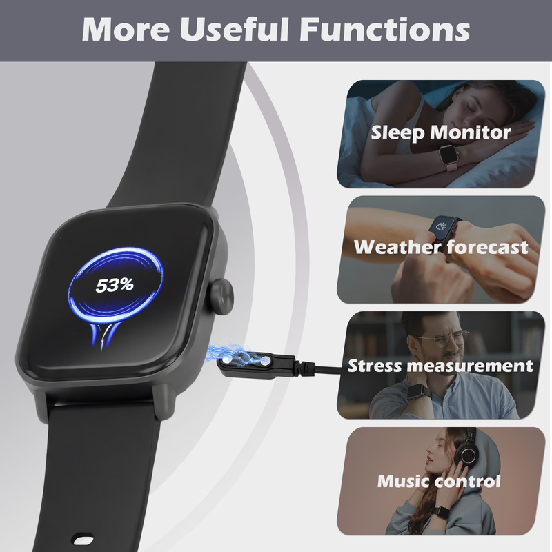 Smart Watch for iPhone Android 1.83" Fitness Tracker IP68 Call Black2