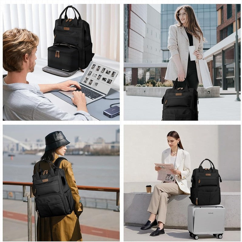 Travel Laptop Backpack 15.6 17.3" Nurse Work Bag w/ Lunch Box Black3