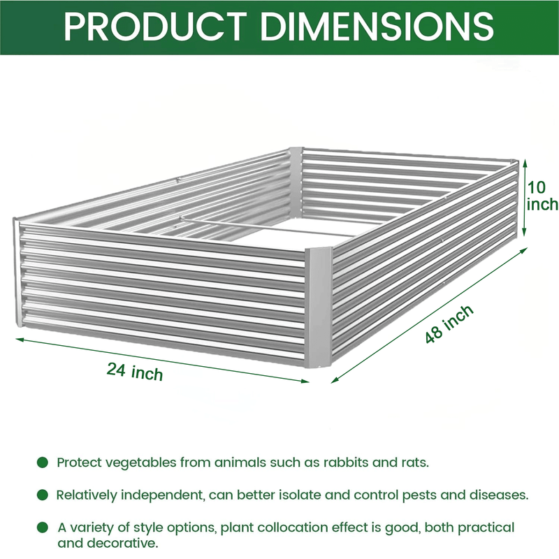3 Pack Corrugated Galvanized Steel Raised Garden Bed Outdoor, Metal above Ground6