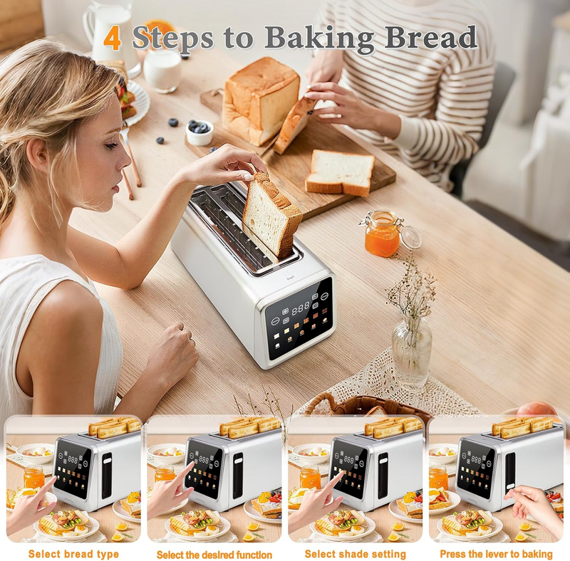 4 Slice Long Slot Toaster - Touch LED, Wide Slots, Dual Control, 6 Shades5
