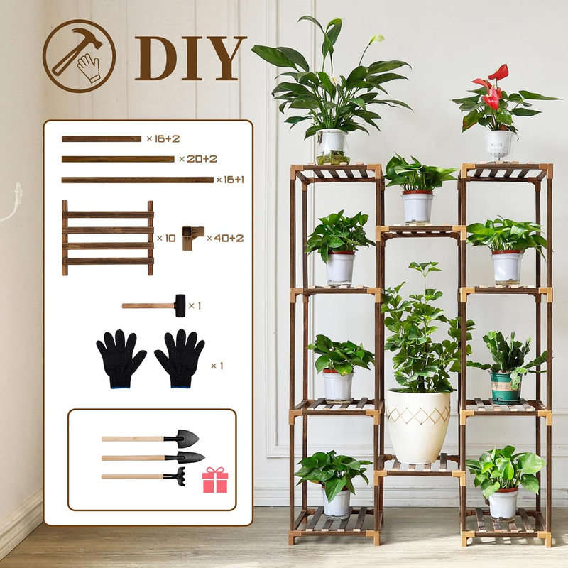 Plant Stand Indoor Outdoor,  Tall Plant Shelf for Multiple Plants, 10 Tiers 11 P5