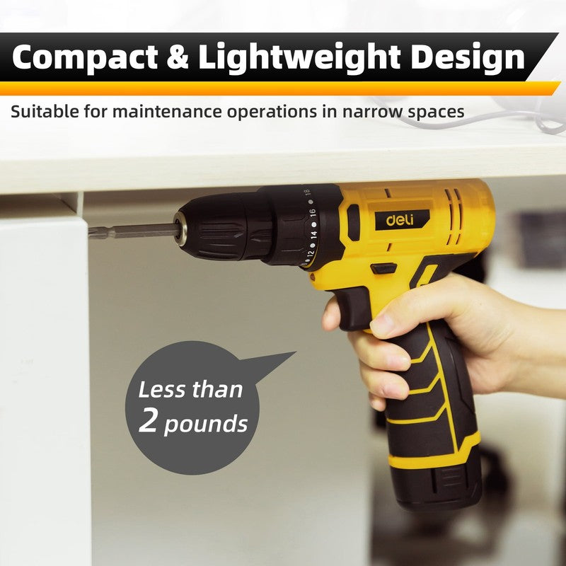 12V Max Cordless Impact Drill Driver Set 2.0Ah Battery Charger 3/8in Keyless4