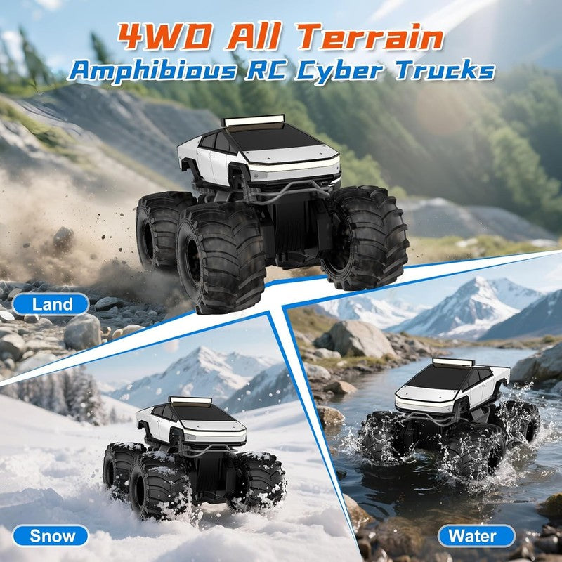 Amphibious Remote Control Monster Truck   4WD All Terrain RC Car for Kids 6+4