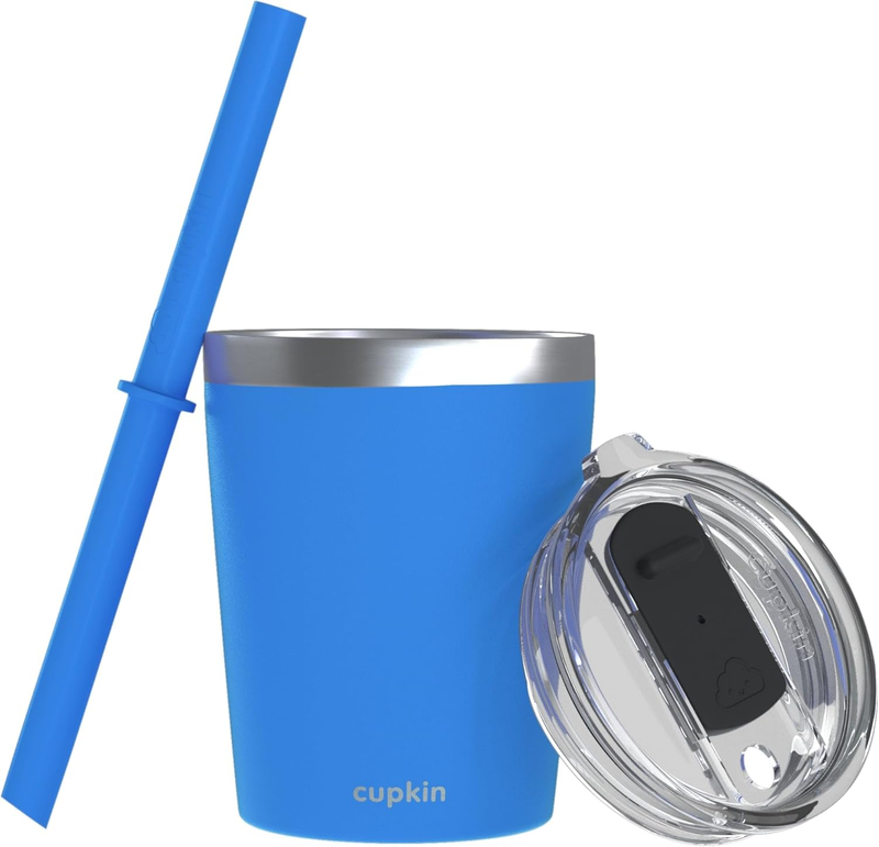 Kids 8oz Stainless Steel Tumbler Cup BPA Free Straw Smoothie Cup Blue10