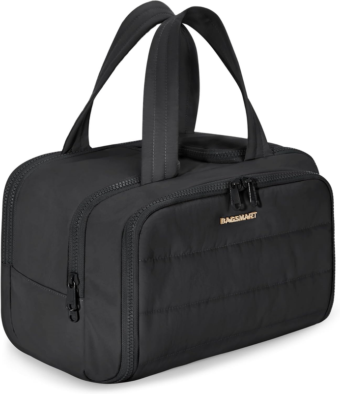 Travel Toiletry Bag Large Wide-Open Makeup Organizer Handle for Women Black8
