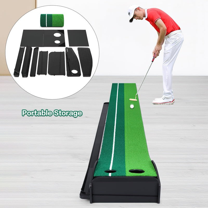 Putting Green Mat 9.9FT Golf Training Putting Mat with Auto Ball Return for Indo3