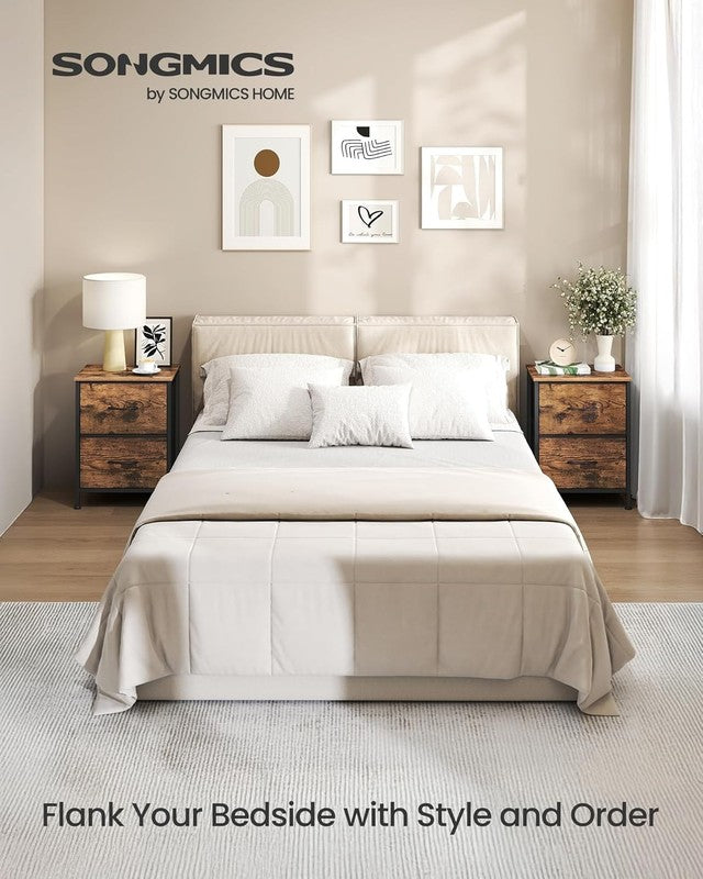 Bedroom Dresser Chest of Drawers Steel MDF Fabric Storage Organizer Rustic Brown2
