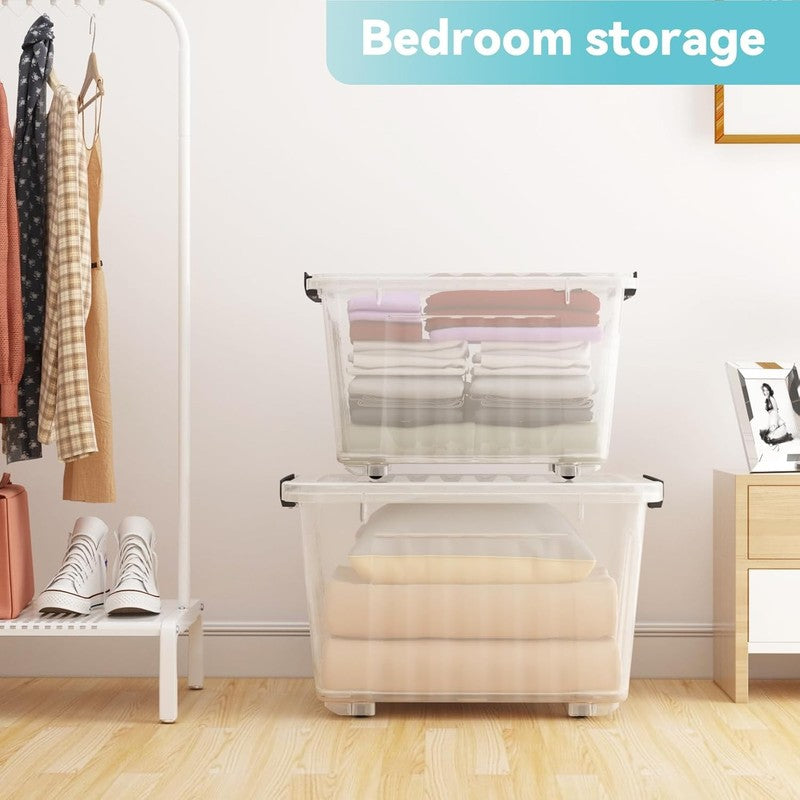 72Qt Clear Plastic Storage Bins w/Lids Stackable Nestable 6 Pack3