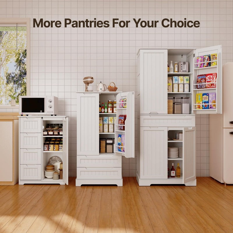 47" Kitchen Pantry Cabinet – 2 Drawers, 2 Shelves & 6 Side Shelves, Magnetic Clo8