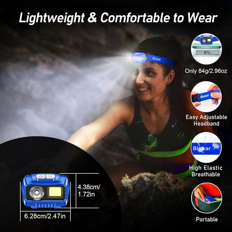 Rechargeable 2000L LED Headlamp - 8 Modes, Waterproof, 2 Pack - Blue7