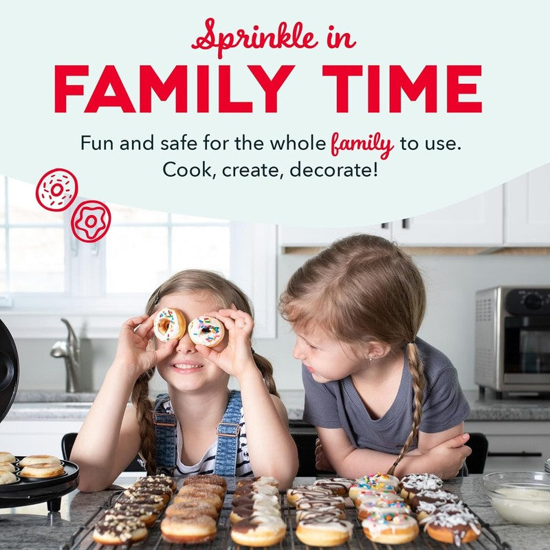Express Mini Donut Maker Nonstick Double-Sided Makes 7 Space Saving Aqua2