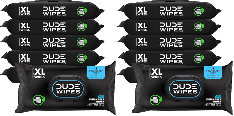 Flushable Wipes 12 Pack 288ct Unscented XL Adult Wet Wipes Aloe E10
