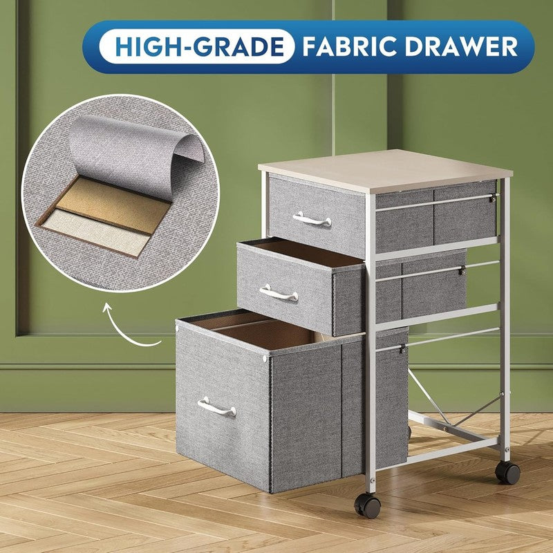 Mobile File Cabinet, Rolling Printer Stand with 3 Drawers, Fabric Vertical Filin3