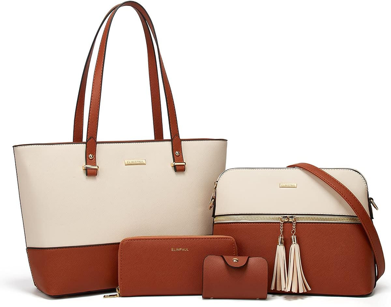 Women Fashion Synthetic Leather Handbag Set 4PCS Tote Shoulder Satchel Purse0