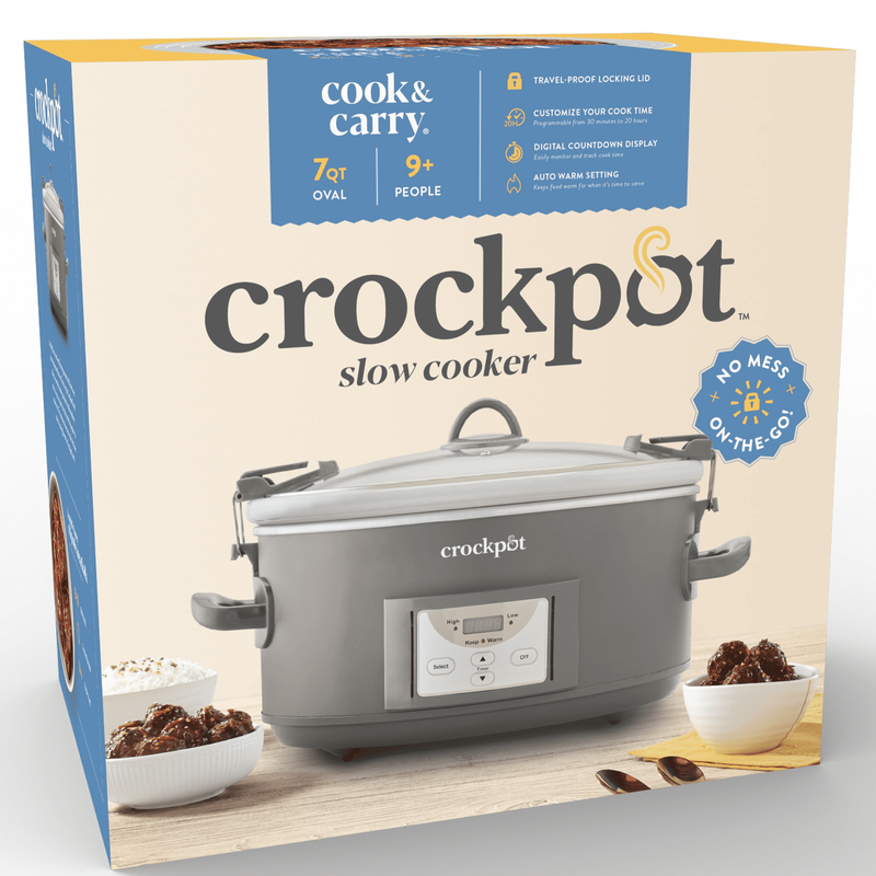 Programmable 7-Quart Cook and Carry Slow Cooker, Grey1