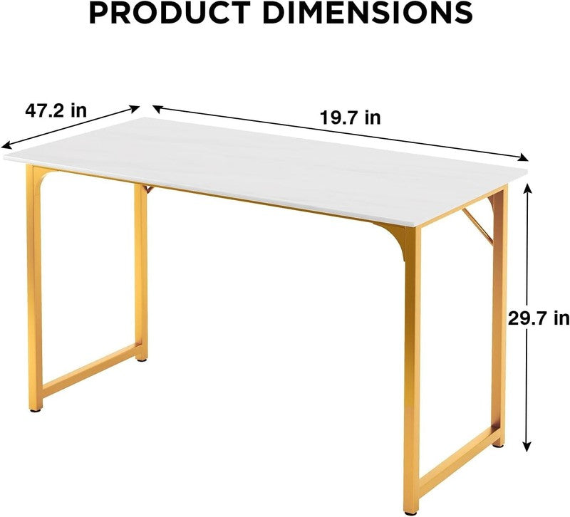 47 Inch Computer Desk Modern Writing Desk for Adults,Gold6
