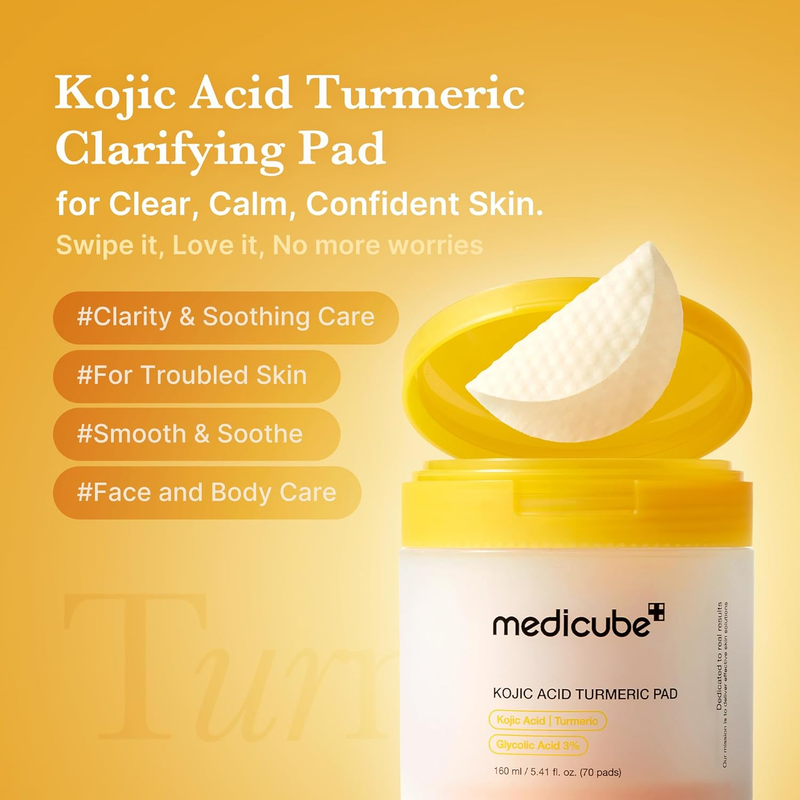 Kojic Acid Turmeric Toner Pads 70ct Niacinamide Glycolic Korean Skincare1