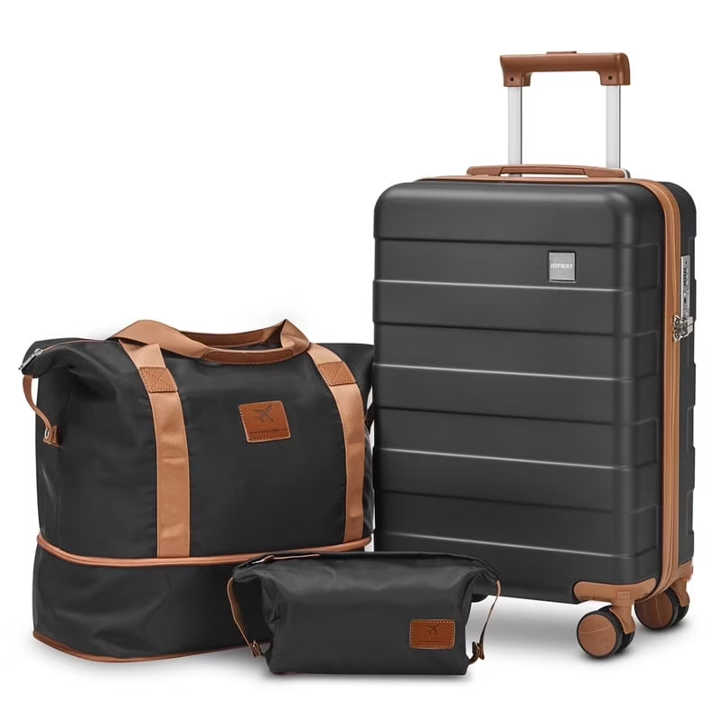 Travel Luggage Set 20in Carry On Duffel Toiletry Bag Black8