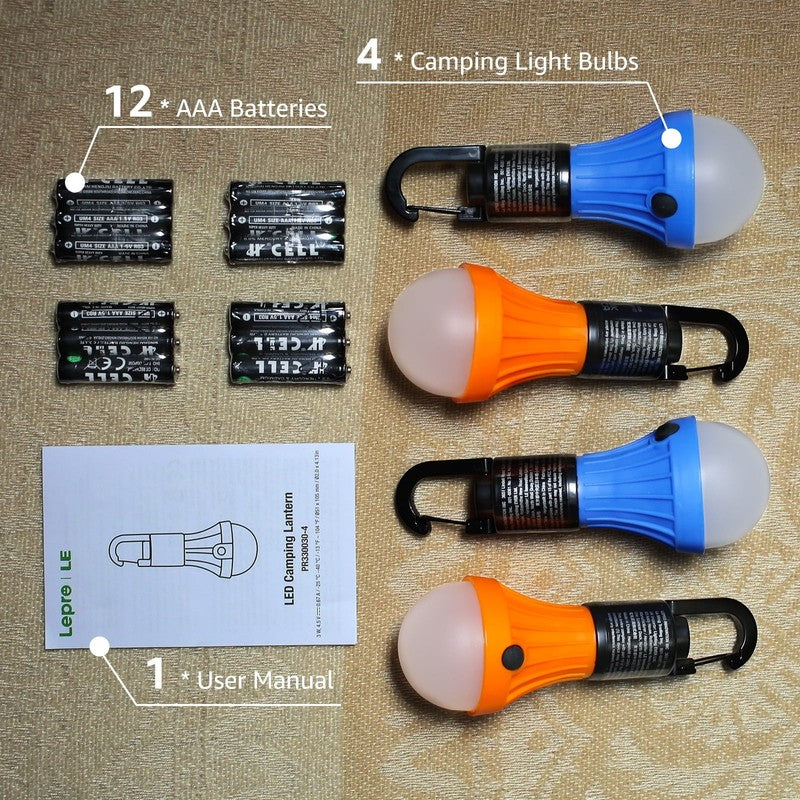 4 Pack LED Camping Lanterns, Camping Accessories, 3 Lighting Modes, Batteries In10