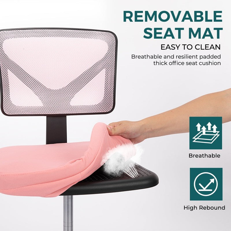 Home Office Desk Chair, Armless Mesh Computer Chair Small Space Swivel Adjustabl3