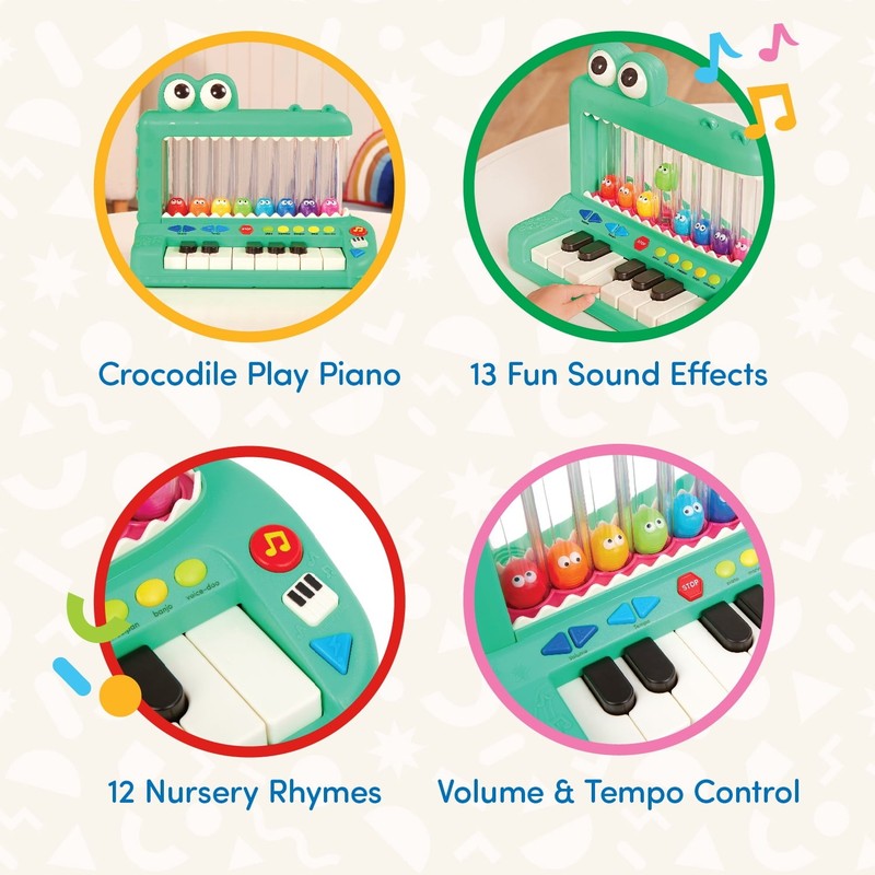 Croco Pop Piano Toy Keyboard with Songs Sounds and Lights Baby Toddler Toy1