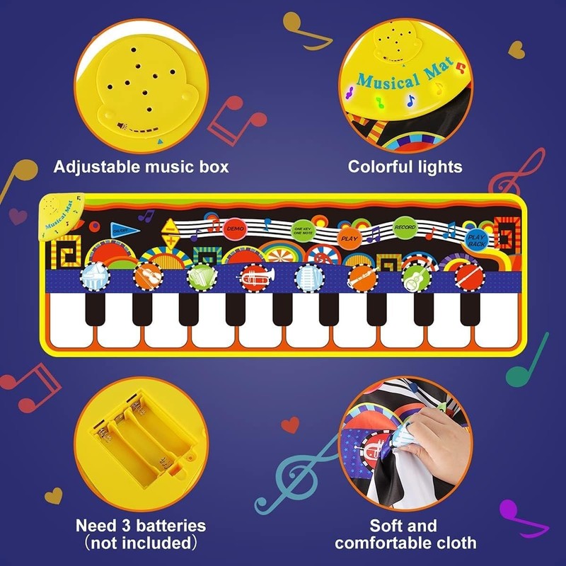 Baby Piano Mat with 25 Music Sounds, Kids Musical Playmat, Early Education Devel4