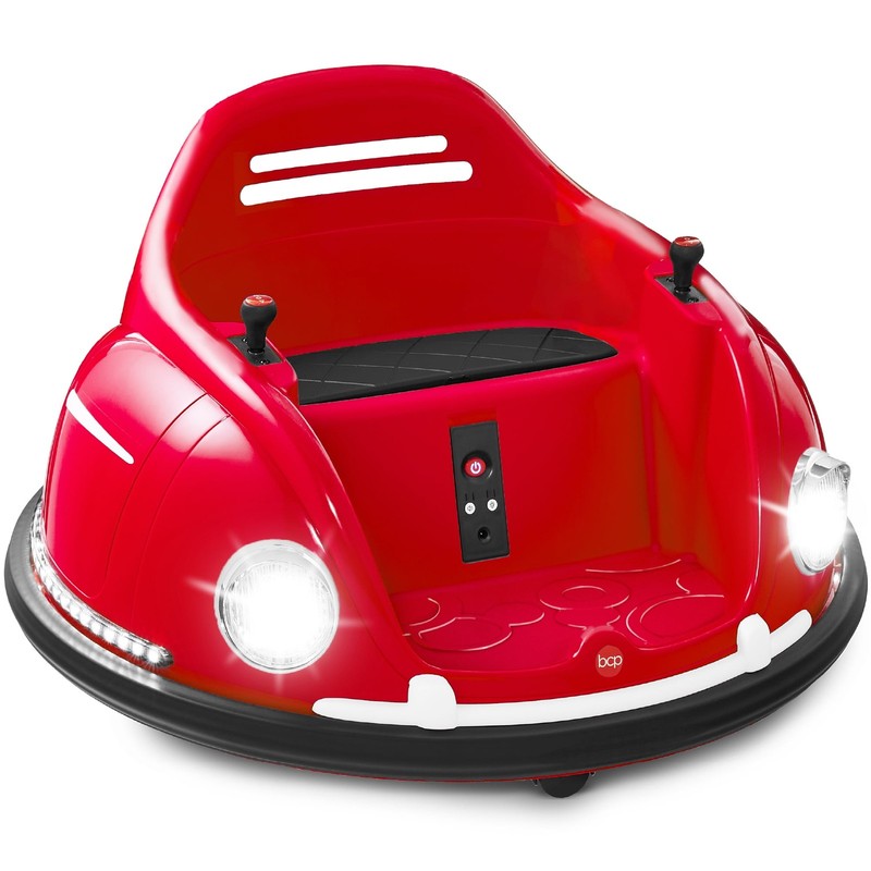 Red 6V Kids Ride On Bumper Car Remote 360 Spin Harness Lights1