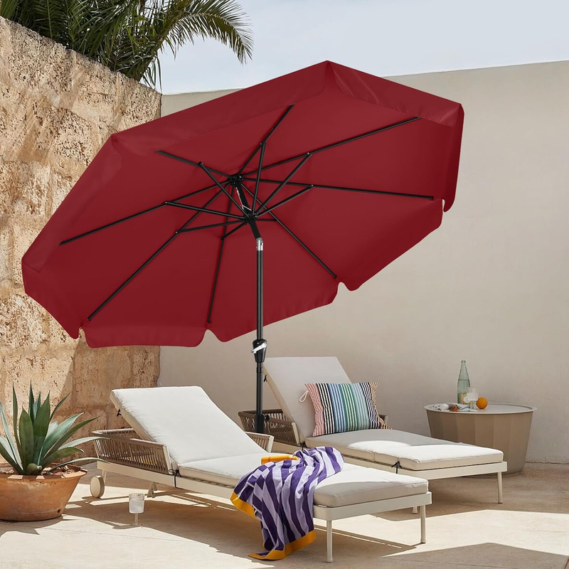 Outdoor Market Umbrella 9FT Crank Tilt 8 Ribs Waterproof Burgundy1