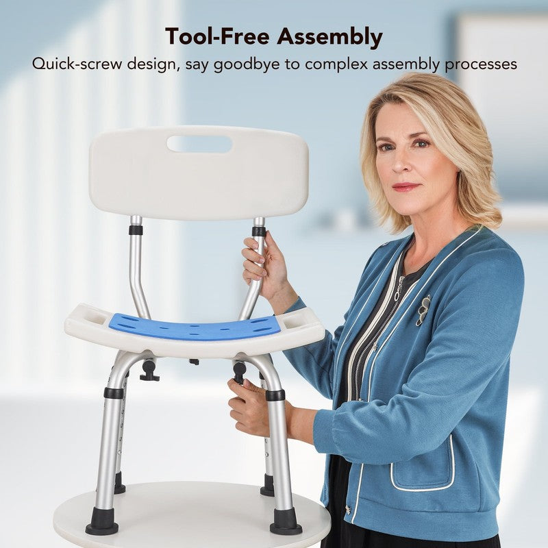 Adjustable Shower Chair with Backrest & EVA Seat for Seniors Elderly8