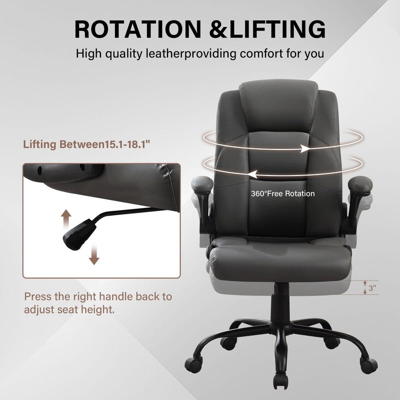 Leather Office Chair, Big and Tall Office Chair 400LBS Wide Seat Ergonomic Compu4