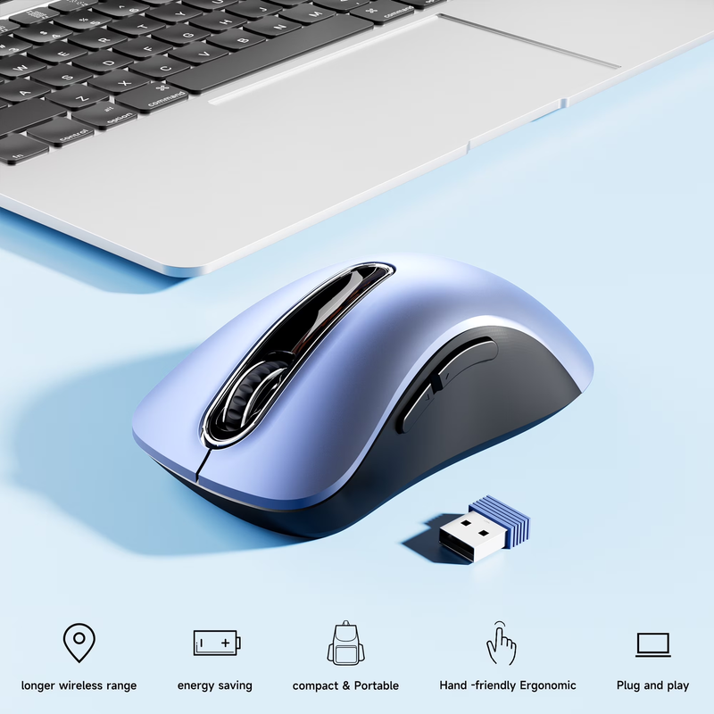 2.4GHz Wireless Mouse 1200 DPI 5 Button USB Receiver PC Laptop Sky Blue3