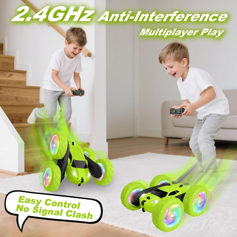 RC Stunt Crawler Car 2.4GHz 360 Flips Double Sided Boys Gift Green2