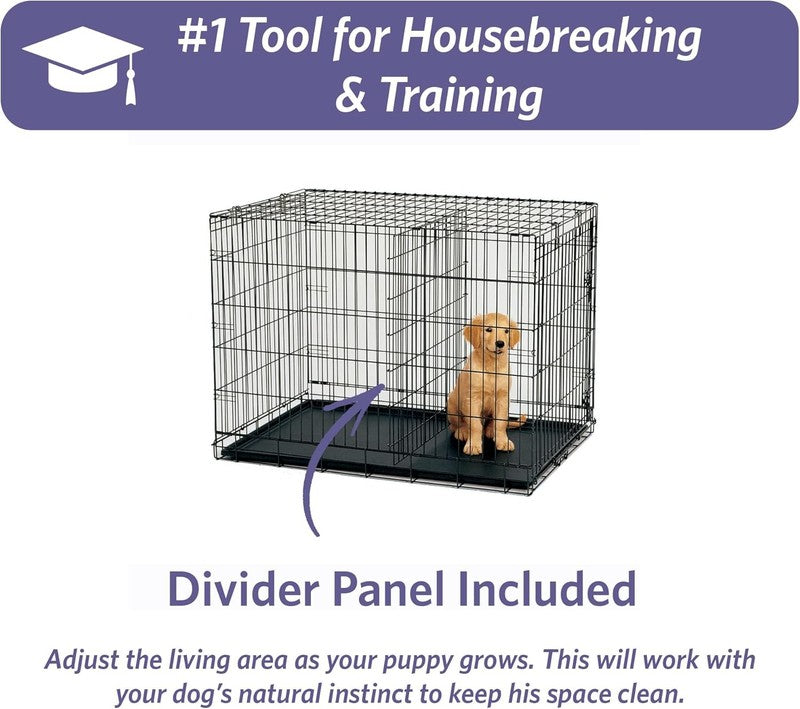 24in Folding Metal Wire Dog Crate w/ Divider Tray Secure Latch Small Breeds5