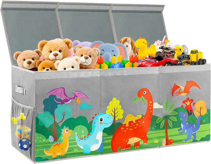 Extra Large Toy Box Chest Collapsible Dinosaur Storage Bin Kids Grey9