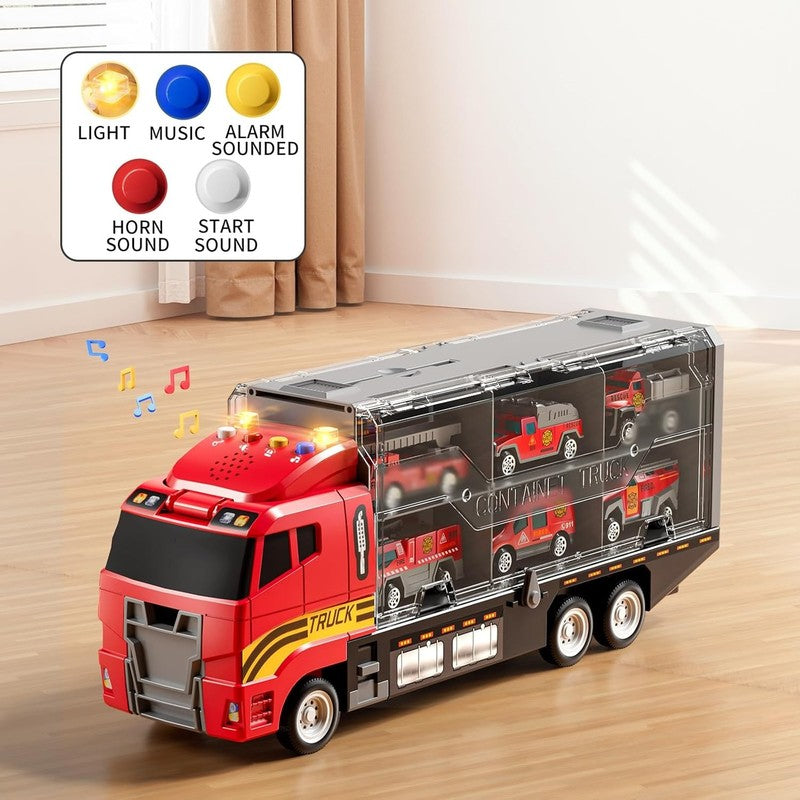 Toddler Boys Toys for 3 5 Years Old, Fire Truck Vehicle Set with Play Mat and Di2