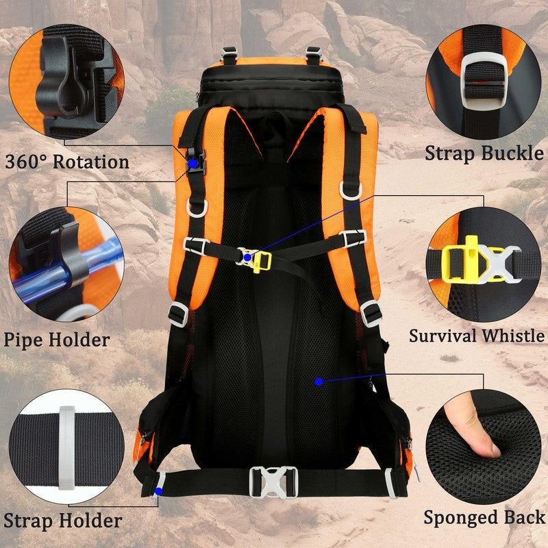 60L Travel Hiking Camping Backpack with Rain Cover, Backpack Water Resistant,Cli4
