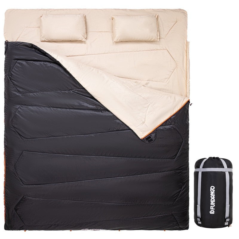 2 Person Sleeping Bag with Pillows for Adults Black Double Camping Sleeping Bags6