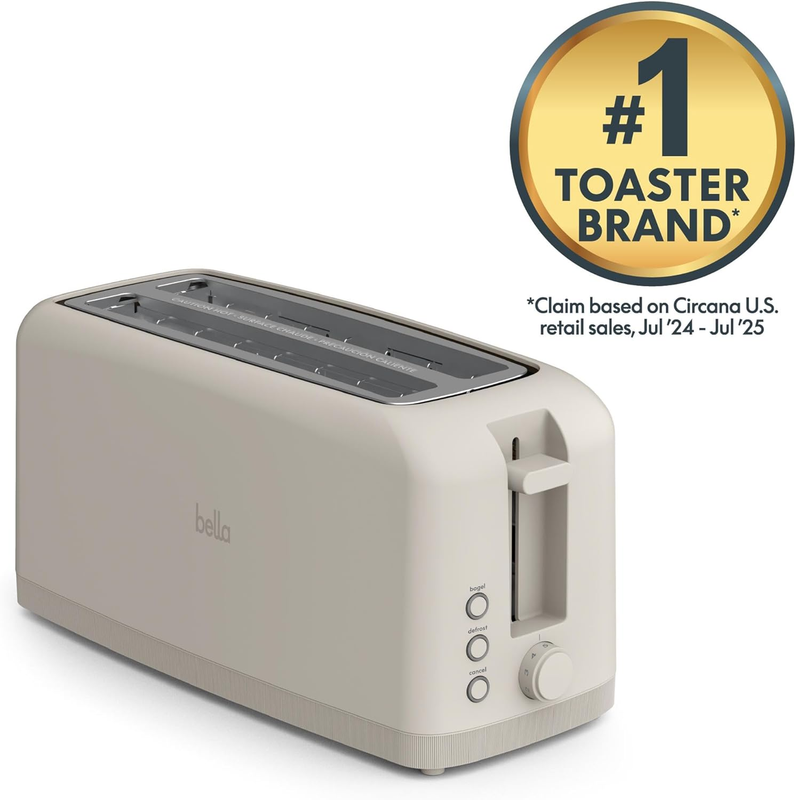 4 Slice Slim Toaster Long Slot 6 Shade Settings 900W Oatmilk3
