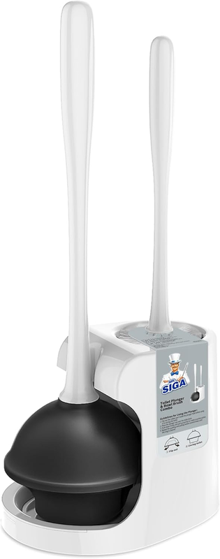 Toilet Plunger and Bowl Brush Combo for Bathroom Cleaning, White, 1 Set0