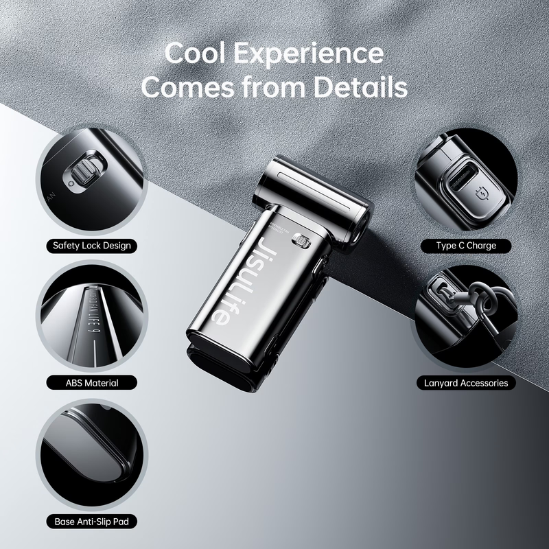 Portable Handheld Fan 5000mAh USB Rechargeable 5 Speed Mini Pocket Silver6